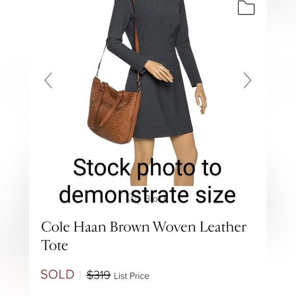 Cole Haan leather woven bag, ivory with gold tone hardware - Picture 8 of 8